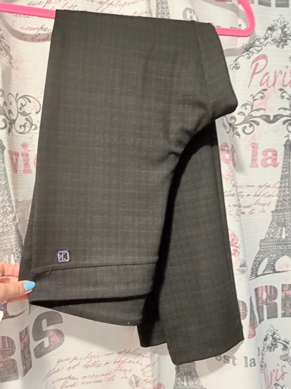 Calvin Klein Dark Gray Plaid Dress Pants